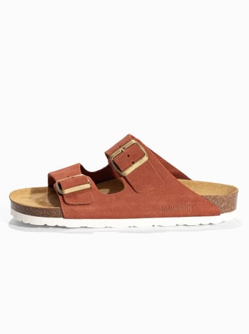 BACKSUN Leren slippers "Bali" roestrood