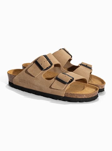 BACKSUN Leder-Pantoletten "Bali" in Beige