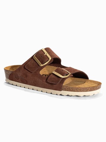 BACKSUN Leder-Pantoletten "Bali" in Braun
