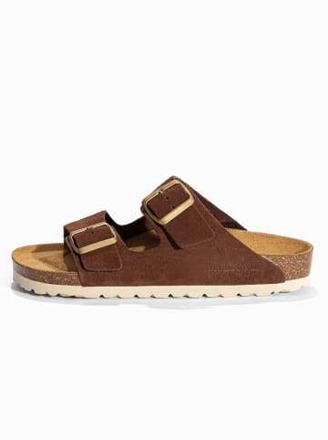 BACKSUN Leder-Pantoletten "Bali" in Braun