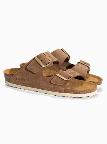 BACKSUN Leren slippers "Bali" lichtbruin