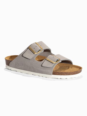 BACKSUN Leren slippers "Bali" grijs