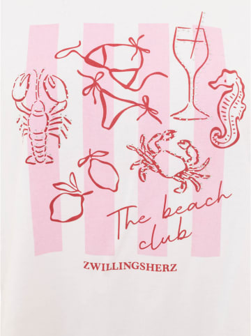 Zwillingsherz Shirt "Beach Club" in Weiß