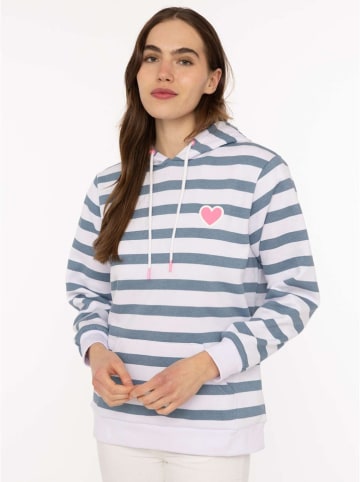 Zwillingsherz Hoodie "Streifen Herz" in Blau/ Weiß