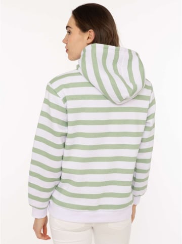 Zwillingsherz Hoodie "Streifen Herz" in Grün/ Weiß