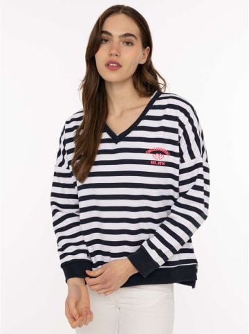 Zwillingsherz Sweatshirt "Streifen ZH" donkerblauw/wit