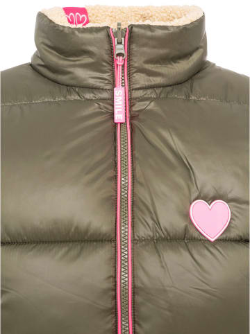 Zwillingsherz Wende-Steppweste "Teddy Wendbar" in Khaki/ Beige