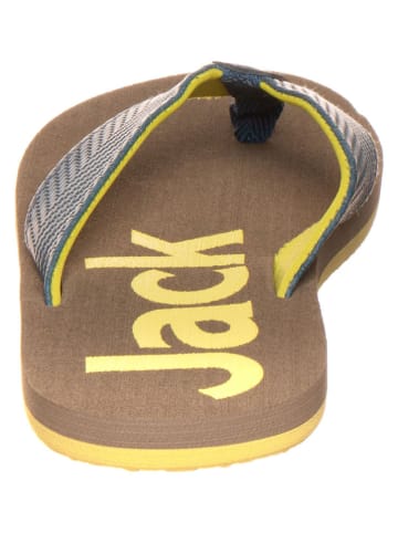 Jack Wolfskin Japonki "Eezy" w kolorze żółto-niebiesko-beżowym
