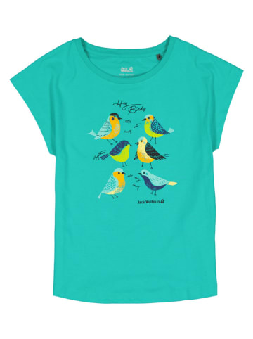 Jack Wolfskin Koszulka "Tweeting Birds" w kolorze turkusowym
