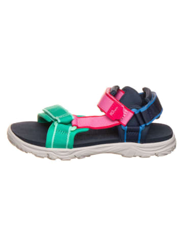 Jack Wolfskin Sandały trekkingowe "Seven Seas" w kolorze zielono-różowo-granatowym