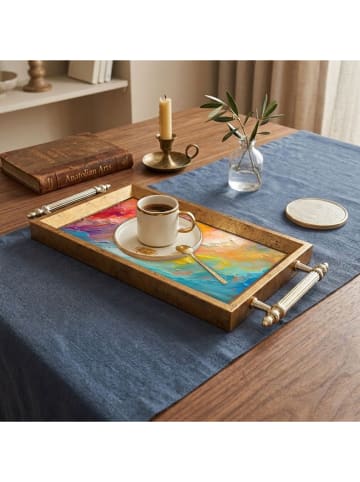 Violeta Home Tablett in Bunt/ Hellbraun - (L)34 x (B)18 cm
