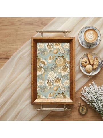 Violeta Home Tablett in Hellblau/ Beige/ Hellbraun - (L)34 x (B)18 cm