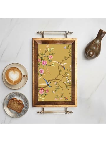 Violeta Home Tablett in Senf/ Rosa/ Hellbraun - (L)34 x (B)18 cm