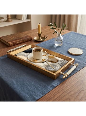 Violeta Home Tablett in Beige/ Grau/ Hellbraun - (L)34 x (B)18 cm