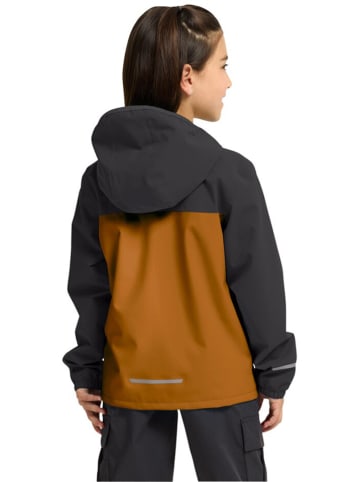 Jack Wolfskin Kurtka przeciwdeszczowa w kolorze jasnobrązowo-antracytowym