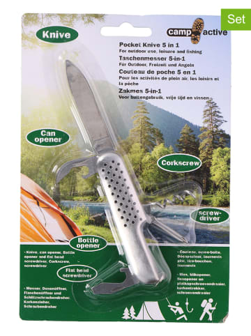 CAMP ACTIVE Scyzoryki 5w1 (2 szt.) w kolorze srebrnym - dł. 15,2 cm