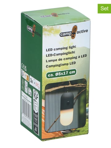 CAMP ACTIVE Lampy kempingowe LED (2 szt.) w kolorze czarnym - wys. 17 x Ø 5 cm