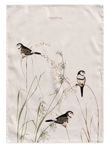 Happy Friday 2-delige set: theedoeken "Happy birds" crème