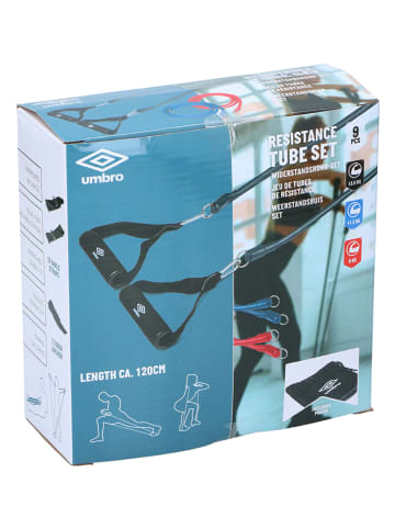 Umbro 9tlg. Widerstandsband-Set in Schwarz/ Rot/ Blau