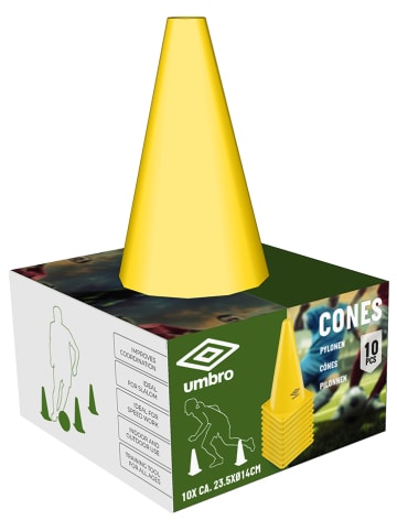 Umbro 10er-Set: Fußball-Kegel in Gelb - (H)23,5 x Ø 14 cm