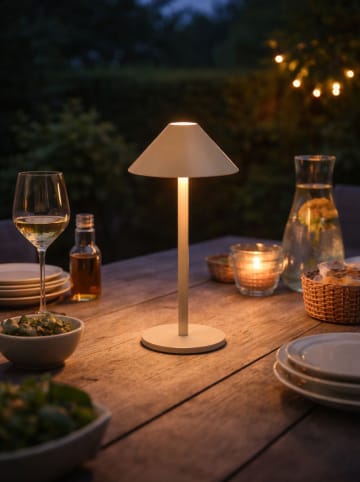 FH Lighting LED-Außenleuchte "Prato" in Beige - (H)25 x Ø 12,5 cm