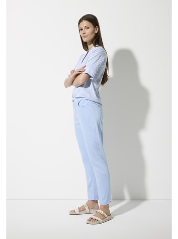 More & More Bluse in Hellblau/ Weiß