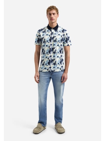 No Excess Poloshirt in Creme/ Hellblau/ Dunkelblau
