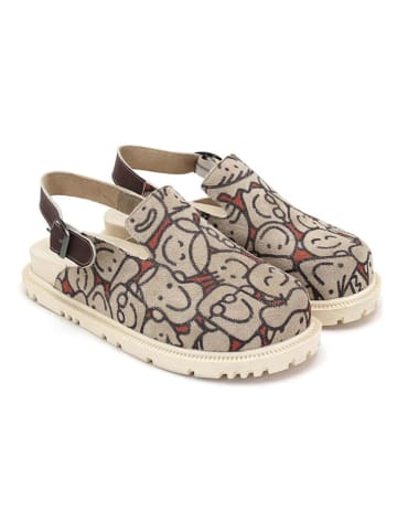 Goby Leren clogs grijs