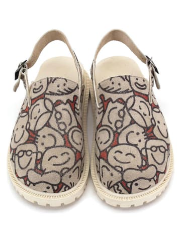 Goby Leren clogs grijs