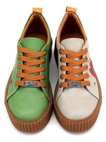 Sneakers in Grün/ Creme