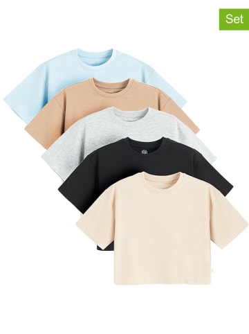 COOL CLUB 5er-Set: Shirts in Hellblau/ Schwarz/ Beige