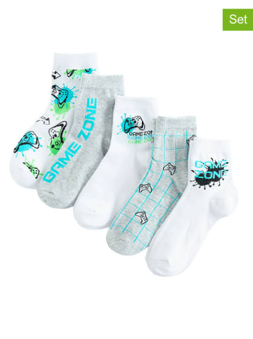 COOL CLUB 5er-Set: Socken in Grau/ Weiß