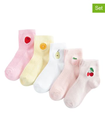 COOL CLUB 5er-Set: Socken in Rosa/ Weiß