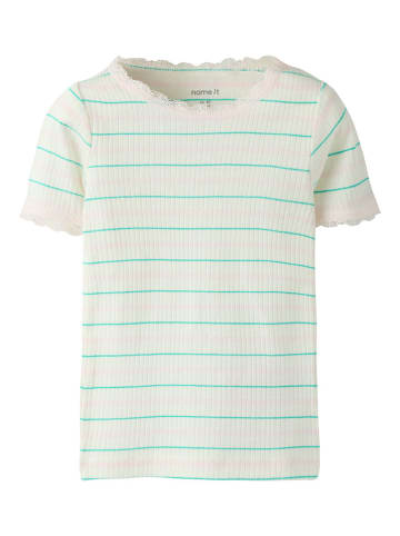 name it Shirt "Fensina" in Rosa/ Grün/ Weiß