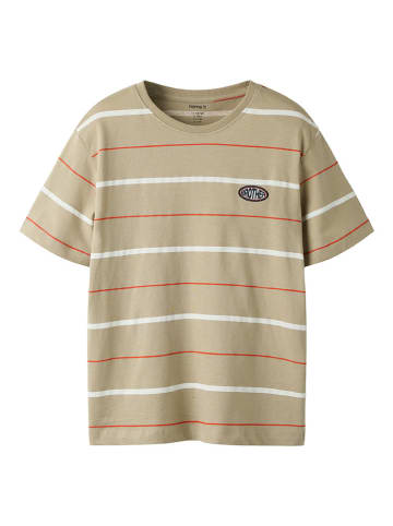 name it Shirt "Fritz" in Hellbraun/ Weiß