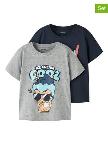 name it 2er-Set: Shirts "Vagno" in Grau/ Dunkelblau