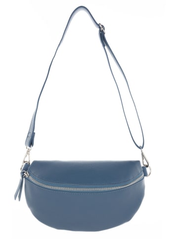 Zwillingsherz Leren borstbuidel "Crossbody" blauw - (B)23 x (H)14 cm