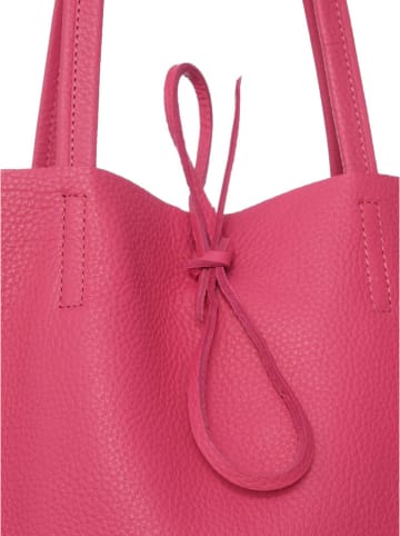 Zwillingsherz Leder-Shopper in Pink - (B)40 x (H)45 cm