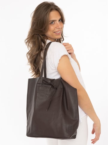 Zwillingsherz Leren shopper bruin - (B)40 x (H)45 cm