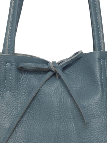 Zwillingsherz Skórzany shopper bag w kolorze niebieskim - 40 x 45 cm