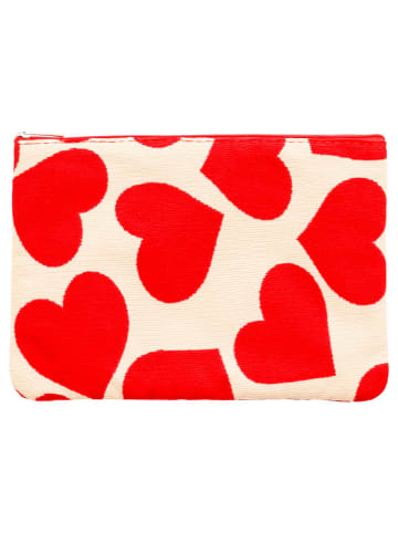 Zwillingsherz Kosmetiktasche "Herzen" in Rot/ Weiß - (B)24 x (H)18 cm