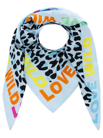 Zwillingsherz Driehoekige sjaal "Wild Love" lichtblauw/meerkleurig - (L)138 x (B)68 cm