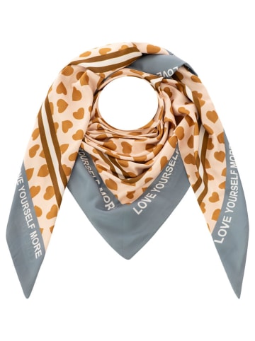 Zwillingsherz Dreieckstuch "Herzen Allover" in Beige/ Hellbraun - (L)138 x (B)68 cm