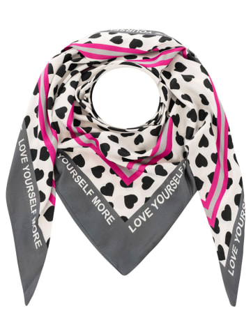 Zwillingsherz Driehoekige sjaal "Herzen Allover" grijs/zwart/wit - (L)138 x (B)68 cm