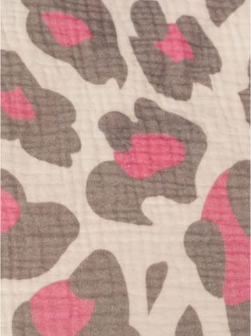 Zwillingsherz Driehoekige sjaal "Leo Allover" grijs/roze - (L)200 x (B)95 cm