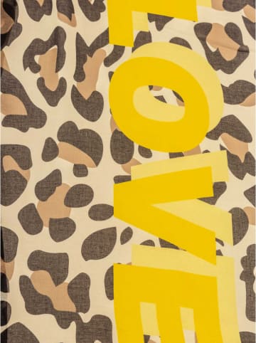 Zwillingsherz Szal "LOVE" w kolorze beżowym ze wzorem - 180 x 96 cm