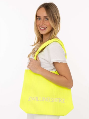 Zwillingsherz Shopper "Zwillingsherz" in Neongelb - (B)40 x (H)30 cm