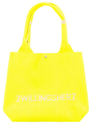 Zwillingsherz Shopper "Zwillingsherz" in Neongelb - (B)40 x (H)30 cm