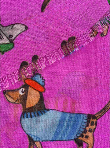 Zwillingsherz Szal "Dachshund" w kolorze fioletowym - 180 x 100 cm
