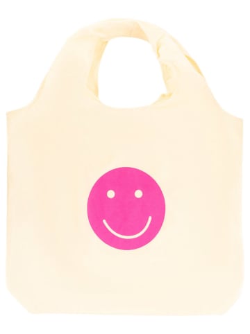 Zwillingsherz Shopper bag "Smile" w kolorze beżowo-różowym - 58 x 49 cm